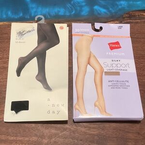 Two Set Shaping Panty Hose - Black a new day & Beige Hanes